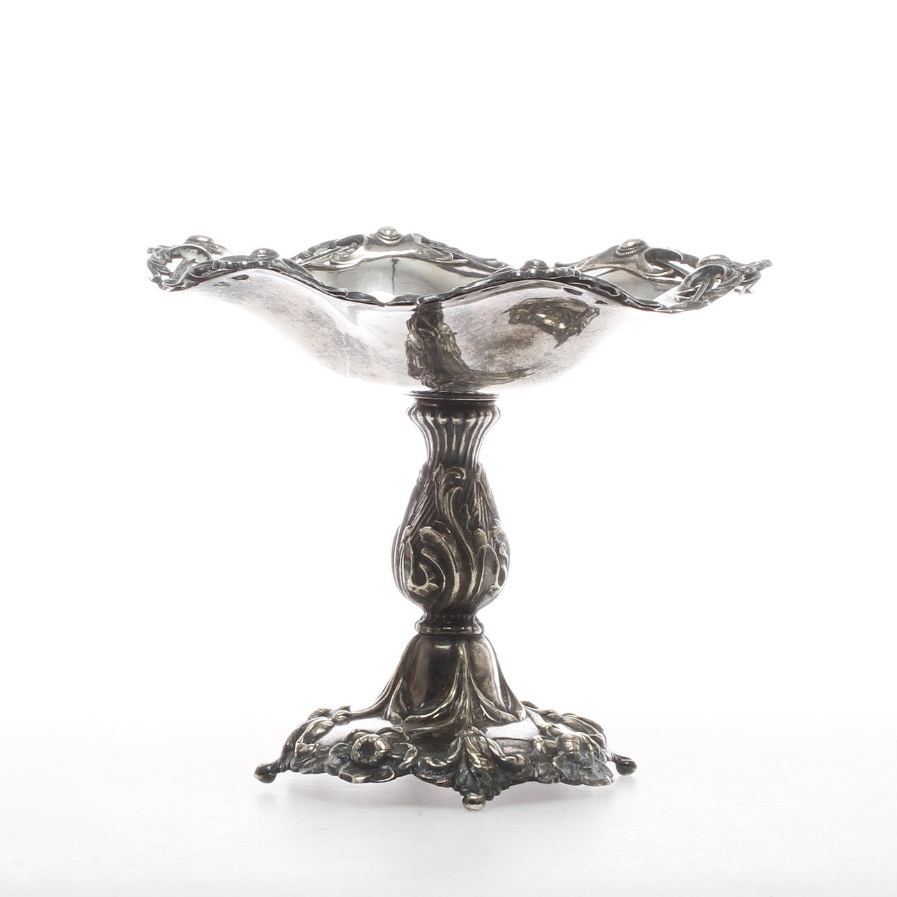 SKÅL PÅ FOT, nysilver, AG Dufva.