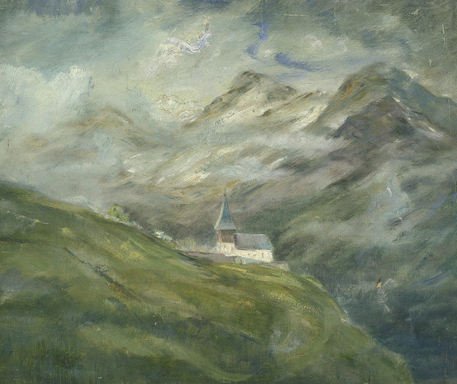 PETER HIRSCH (1889-1978, MÜNCHEN). Arosa - Öl auf Holzplatte.