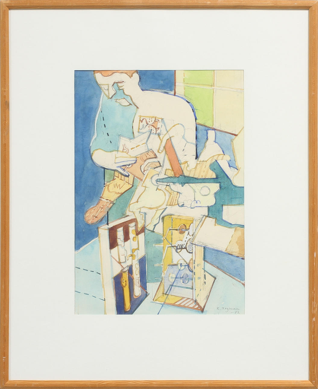 RONALD REYMAN. Figurkomposition, akvarell, signerad.