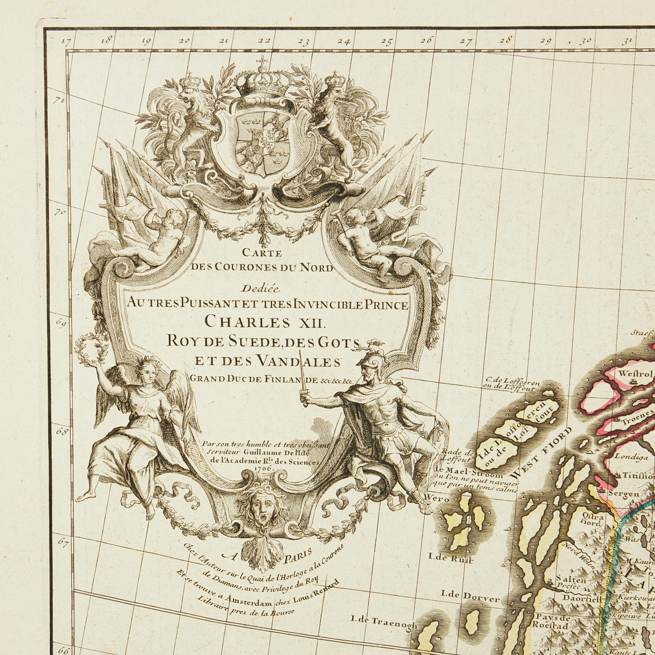 DELISLE'S MAP OF NORTH OF SCANDINAVIA, 1706. Böcker, Kartor ...