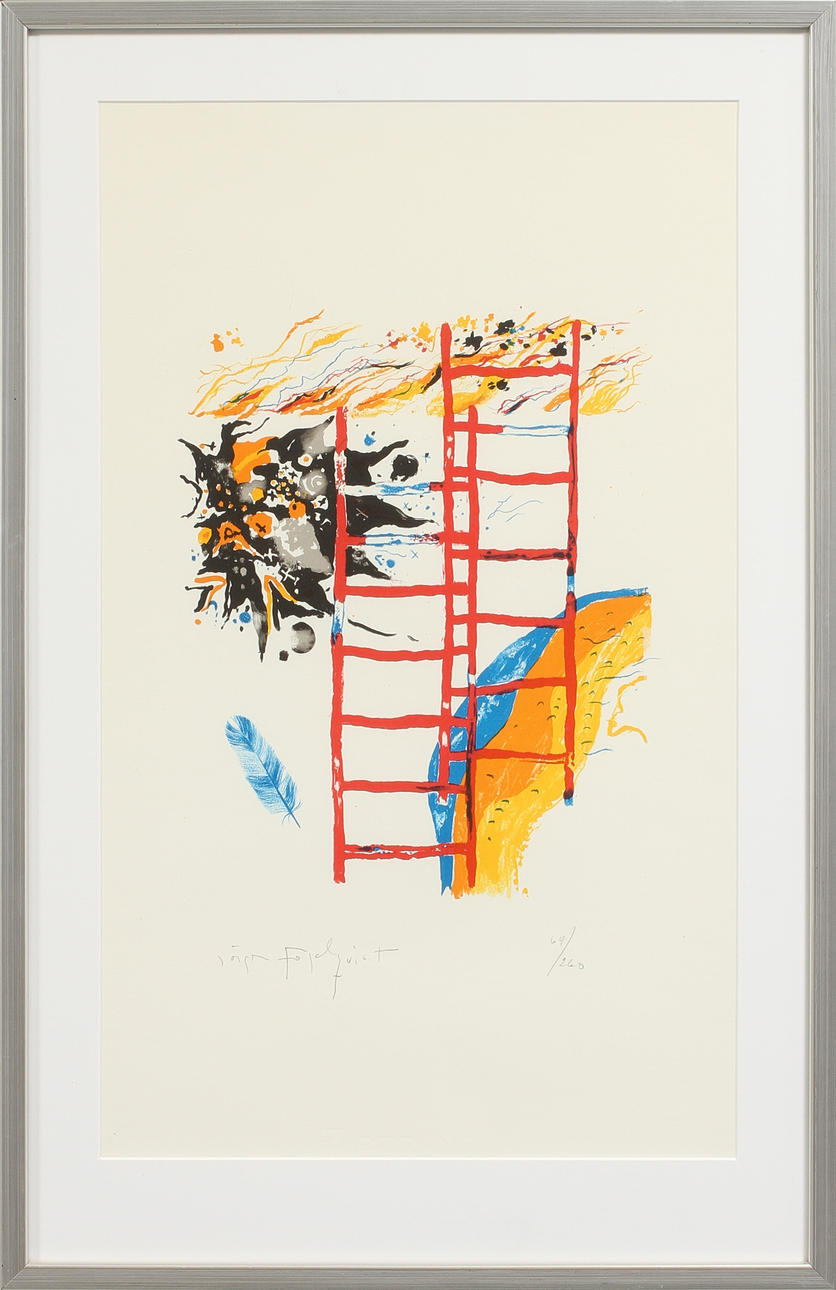 JÖRGEN FOGELQVIST. Komposition, färglitografi, signerad och numrerad 64/260.