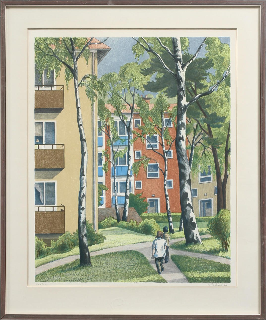 FOLKE LIND. Björkekärr, färglitografi, signerad och numrerad 244/360.