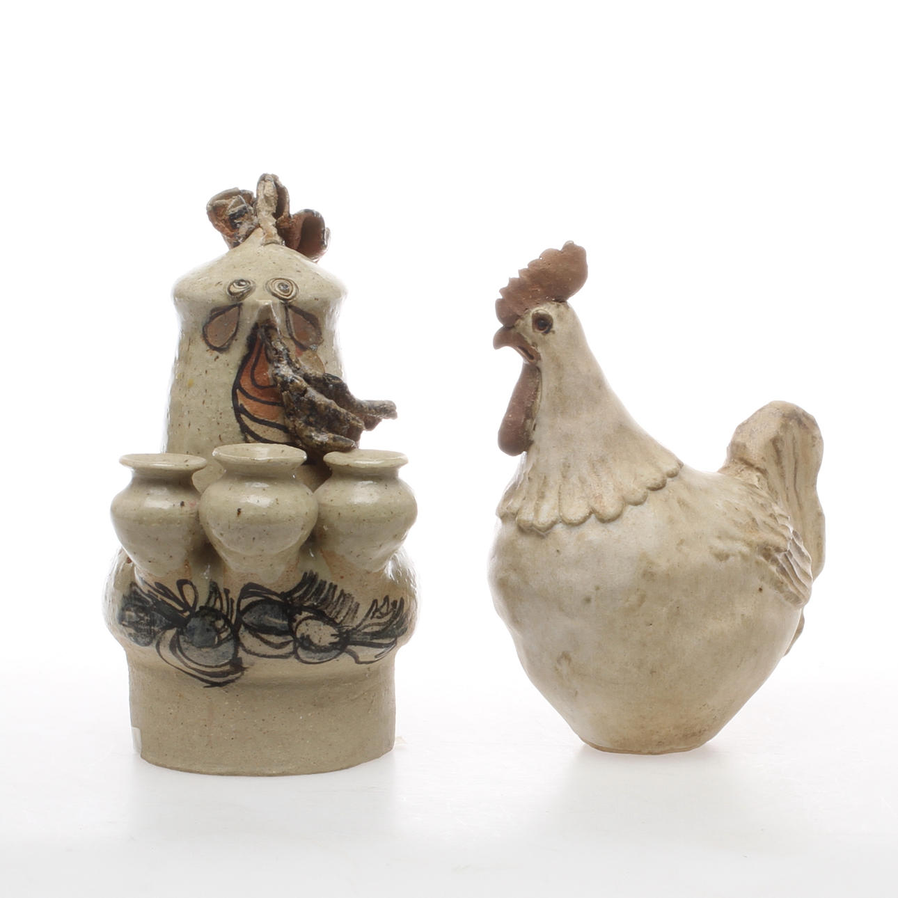 FIGURINER, 2 st, keramik, Lomma samt kruikmakargpården.