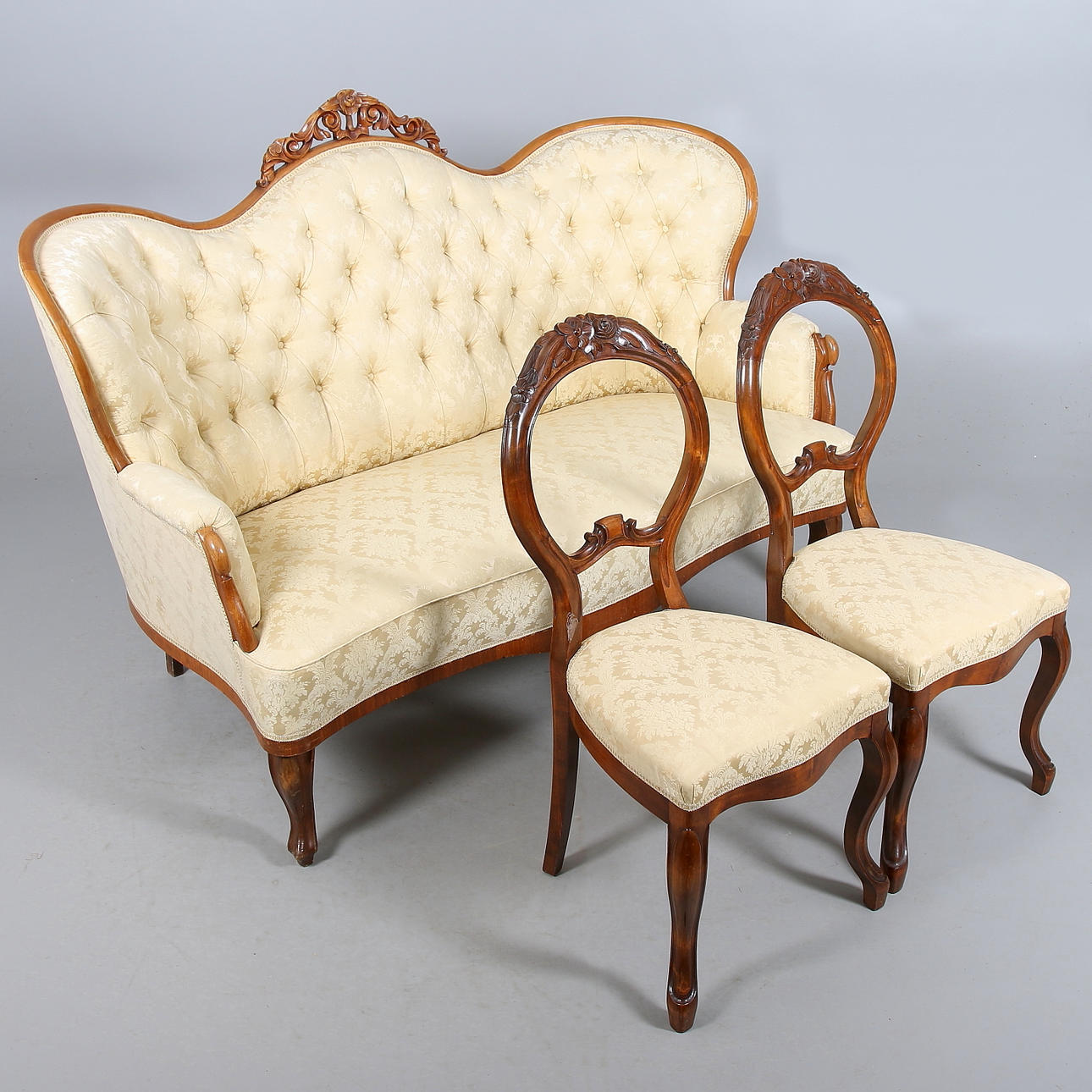 SOFFA och STOLAR, 2 st, rokokostil, 1900-talets mitt.
