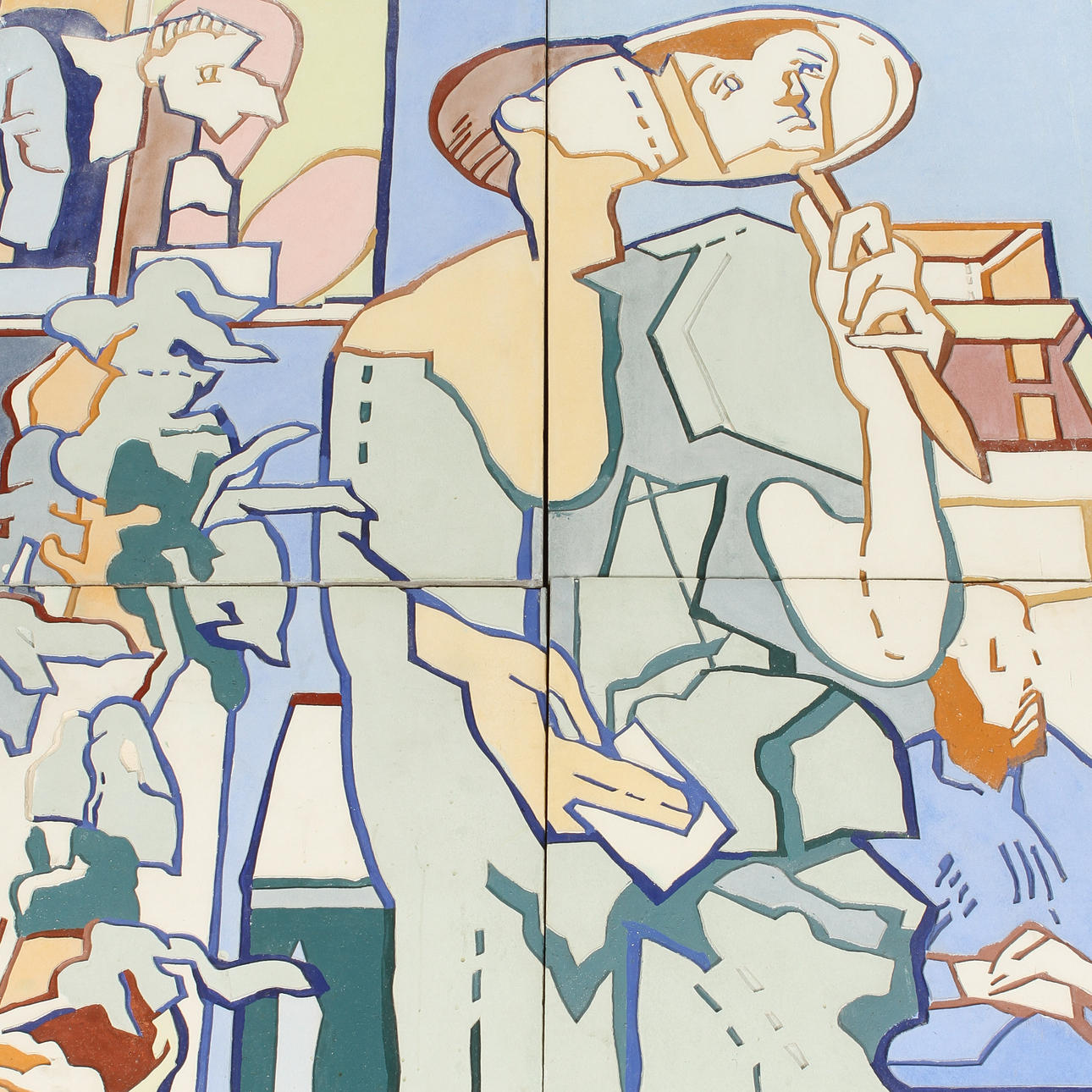 RONALD REYMAN. Betongrelief, " i ateljen", 4 delar.