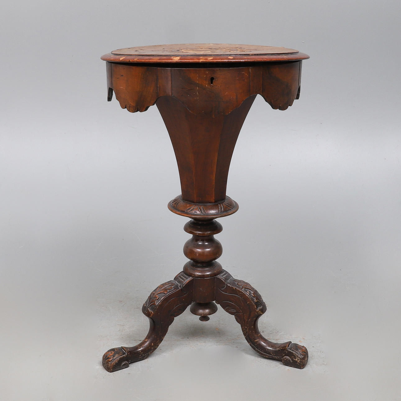 A VICTORIAN WALNUT WORKPOY, CIRCA 1860.
