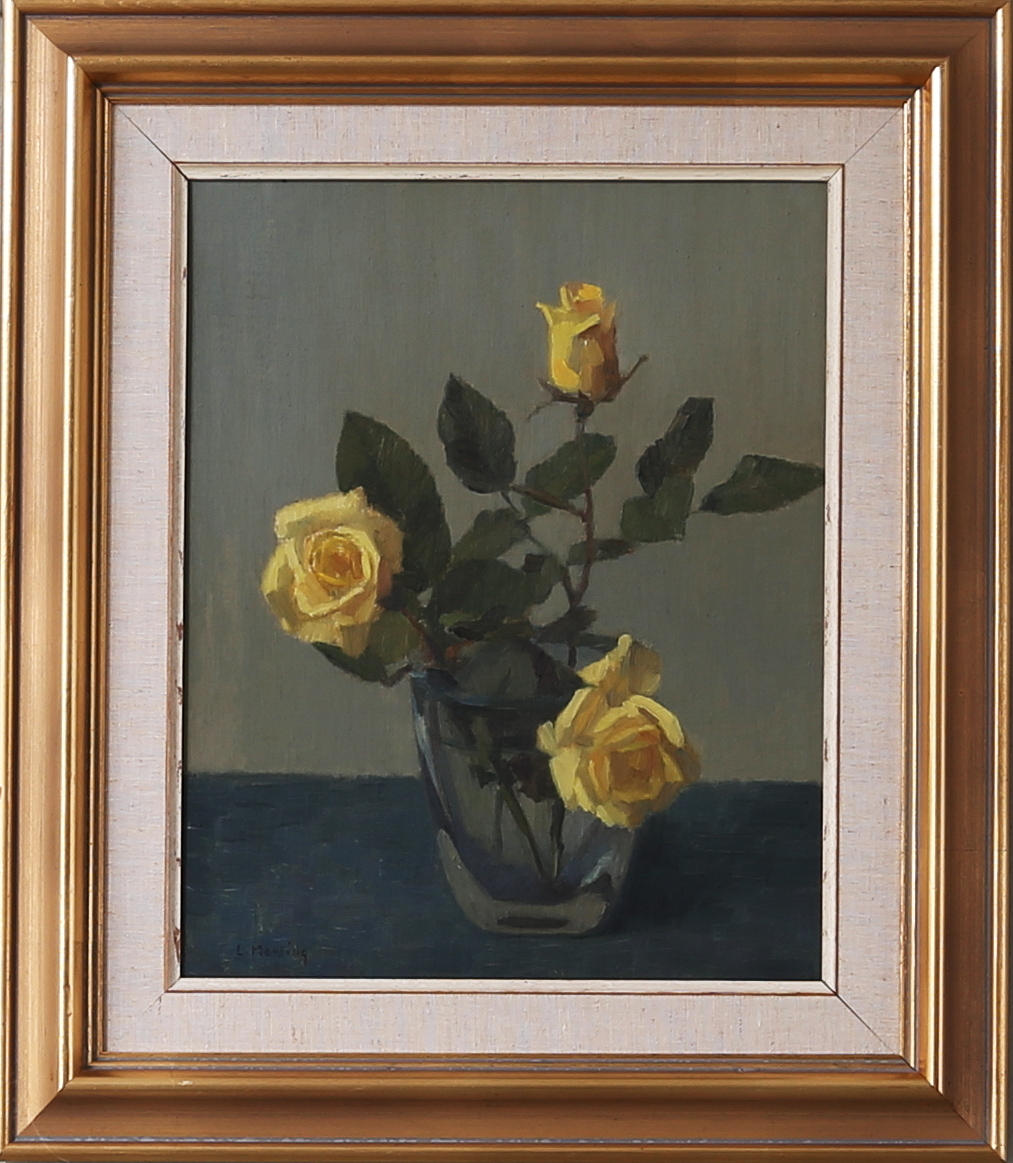 LEOPOLD MORSING. Blomsterstilleben, olja på pannå, signerad.