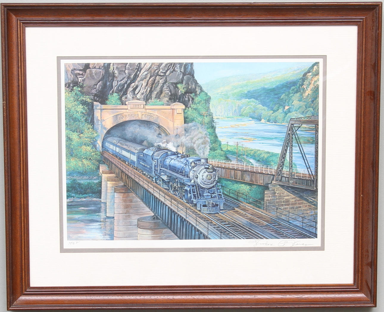 THEODERE XARAS. Grafiska blad med tågmotiv. 3 st. Utgivna av Franklin Mint 1982.