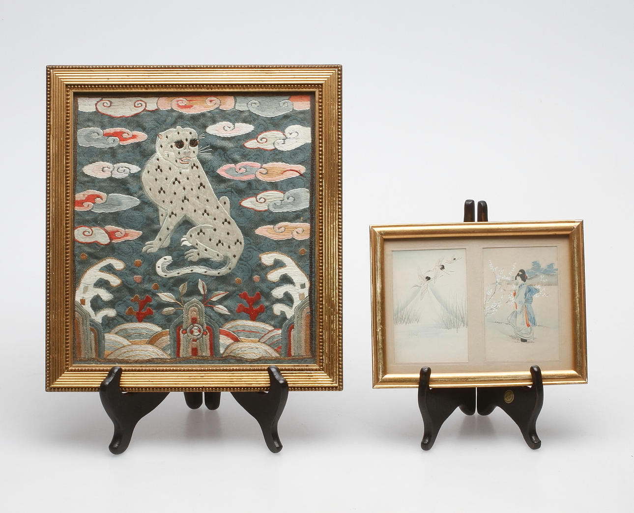 OKÄNDA KONSTNÄRER. sidenbrodyr samt akvarell, orientaliska, 1800-tal.