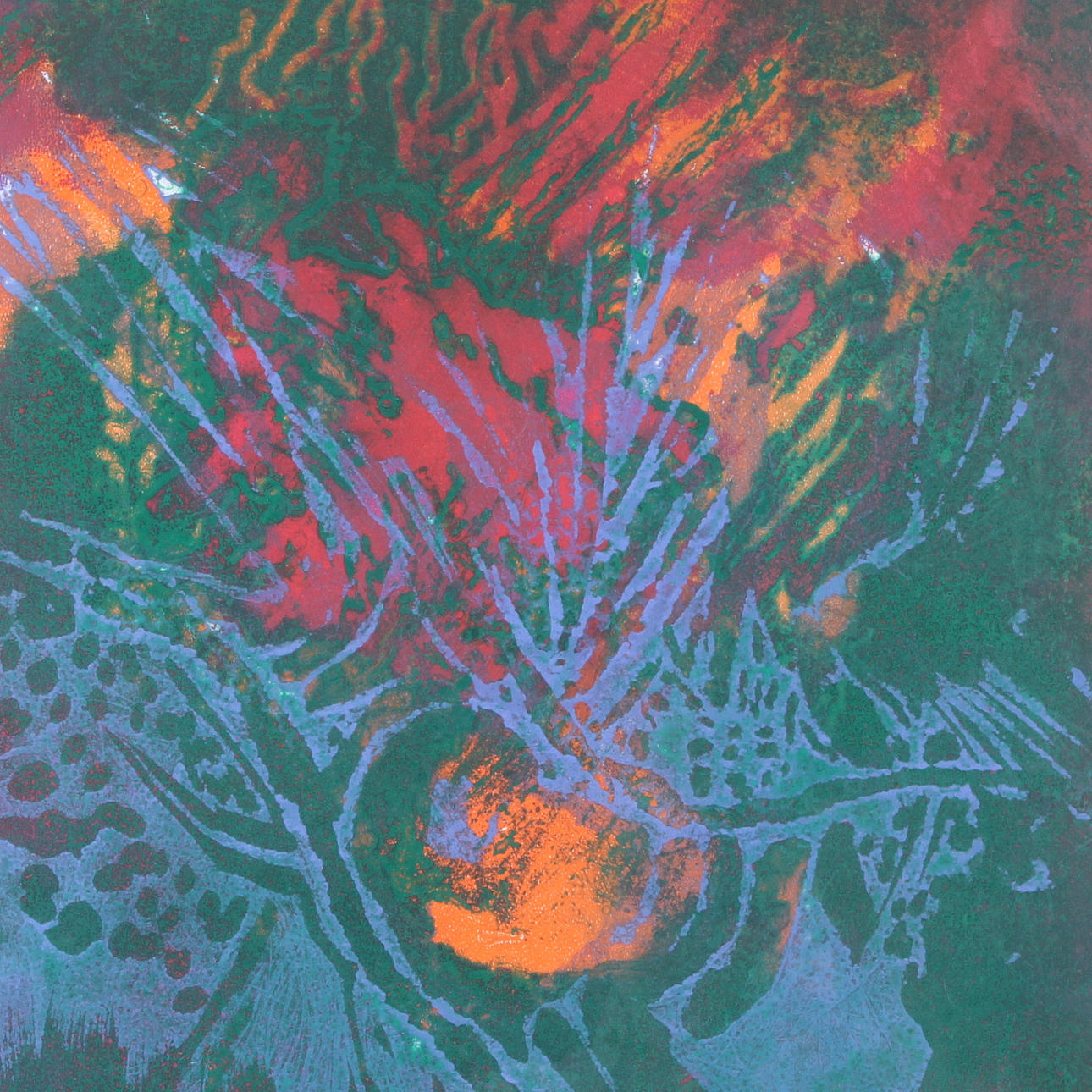 BRITA MOLIN. Färglitografi, "Lava och korall", 19/60, signerad.