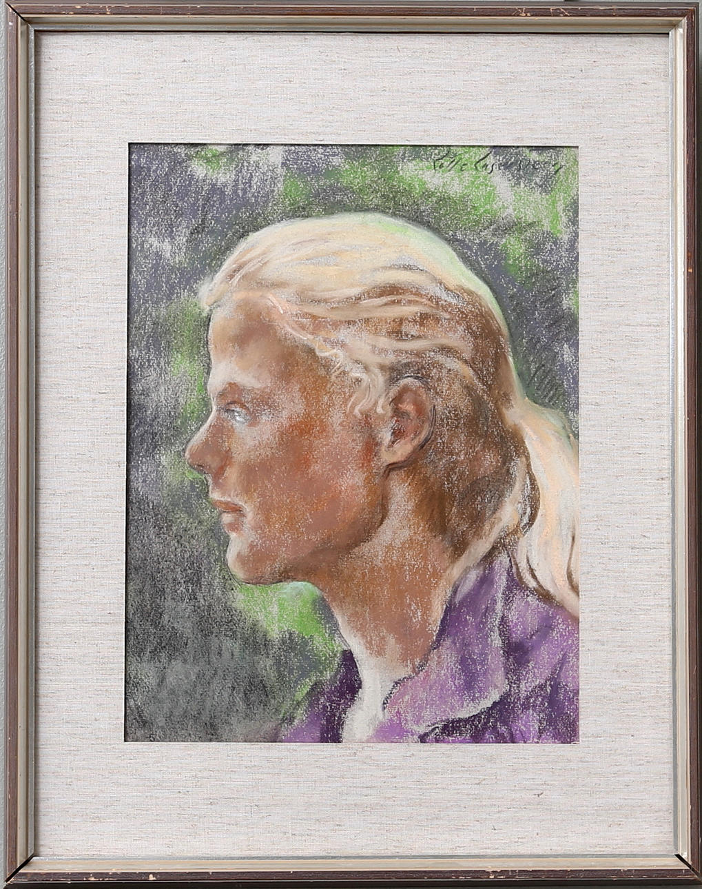 LOTTE LASERSTEIN. Porträtt, pastell, signerad.