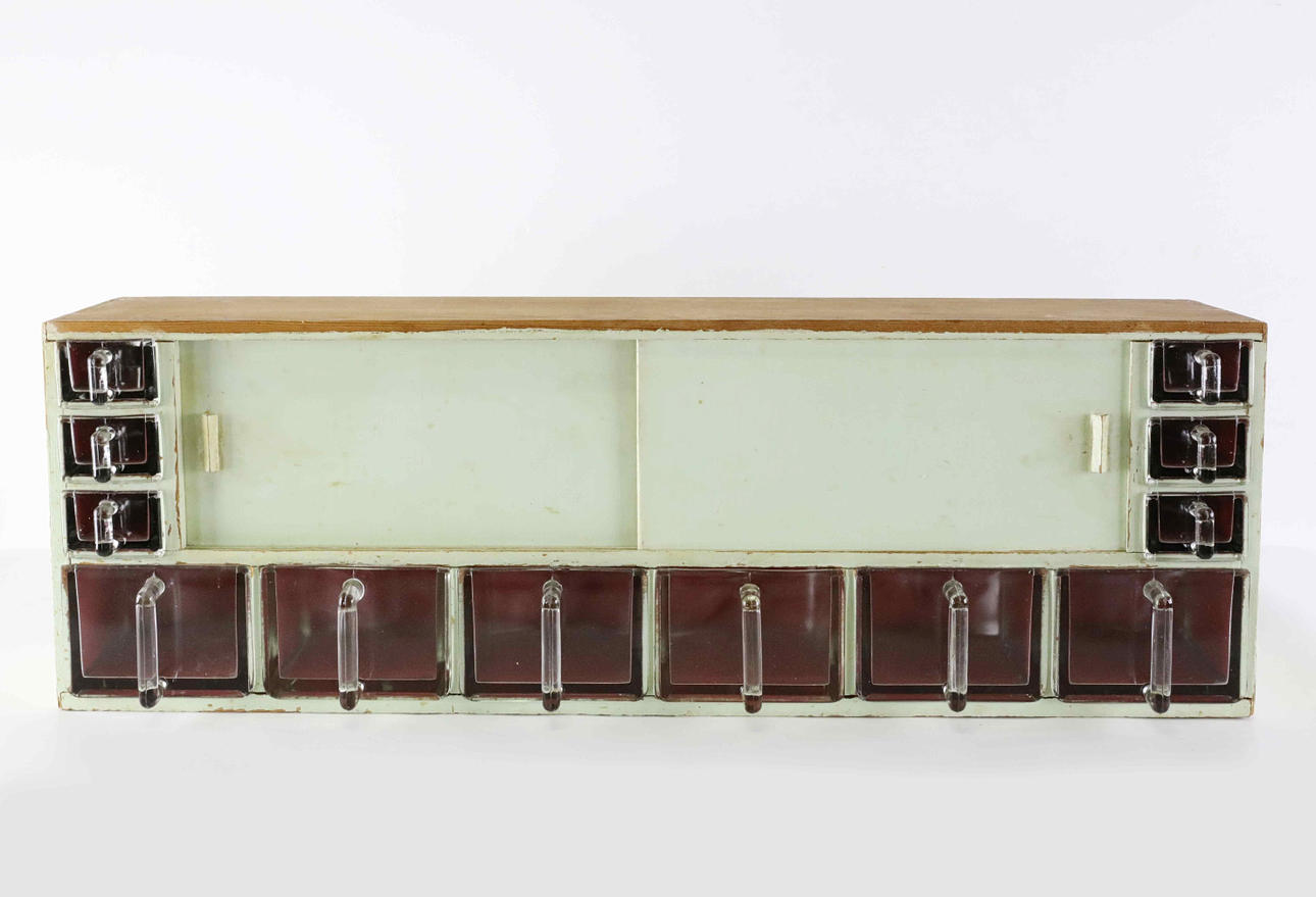REDAHYLLA, spice shelf with glass inserts, 1900s.