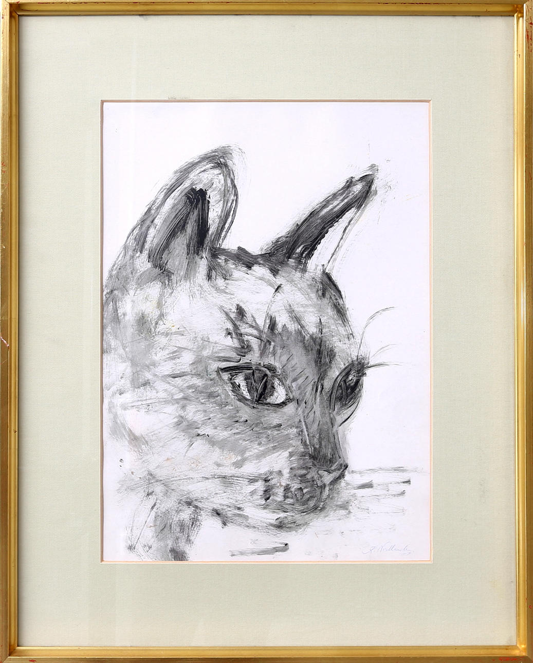 KARIN NORDLANDER. Katt, blandteknik, signerad samt daterad -87.