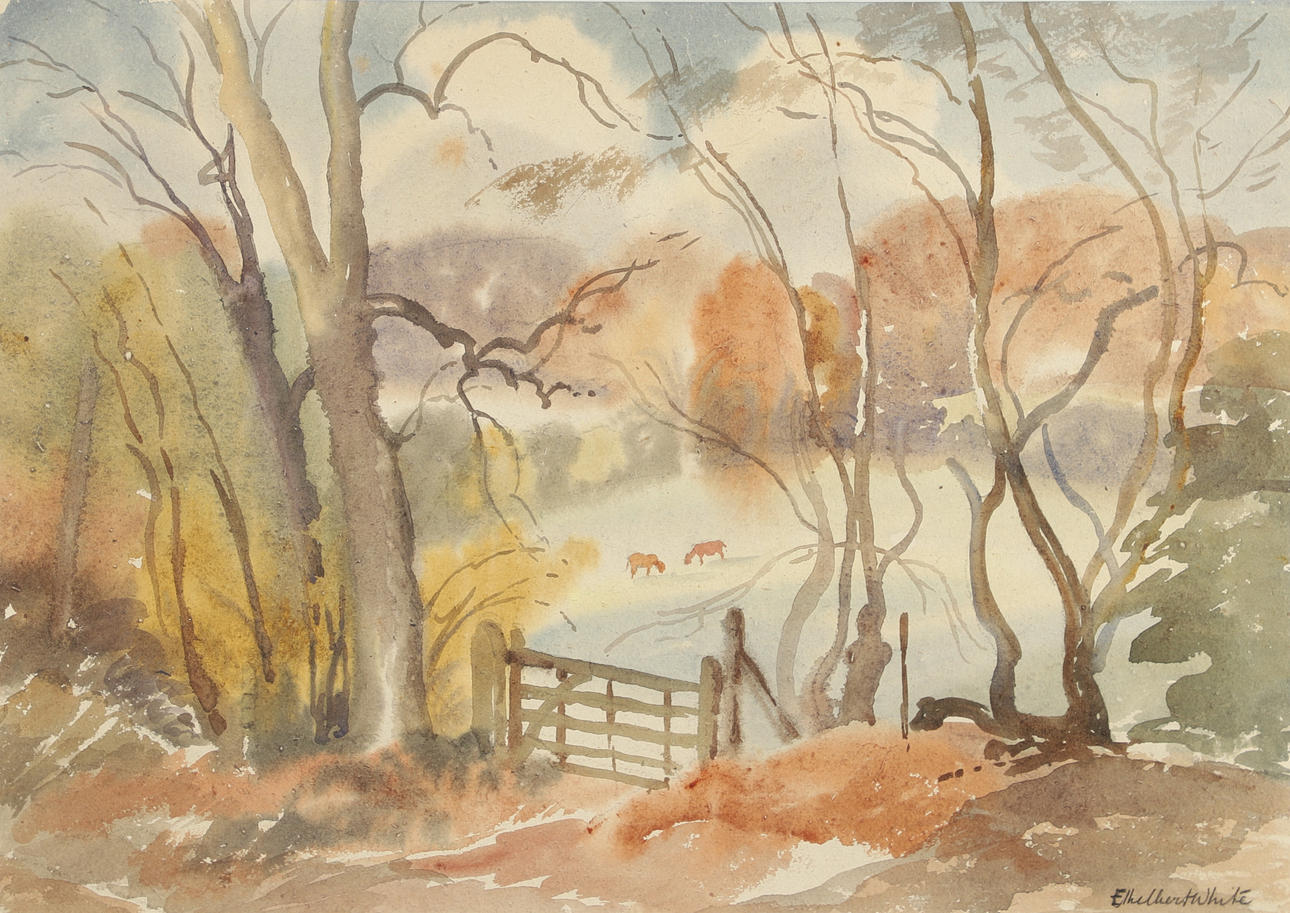 ETHELBERT WHITE (1891-1972). ANIMALS GRAZING, AUTUMN.