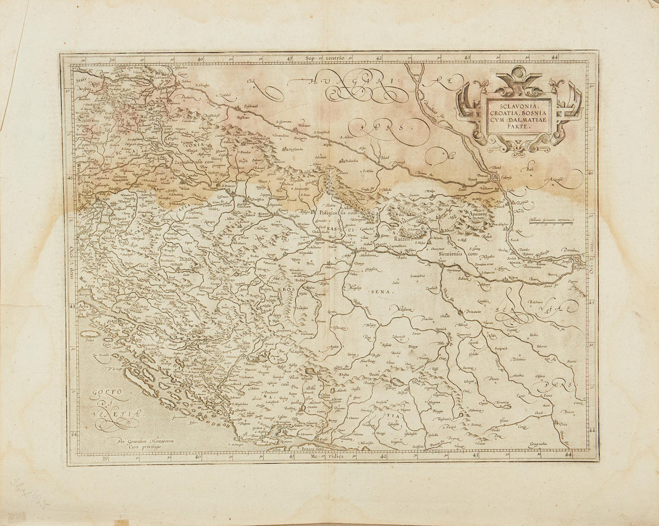 MERCATOR - KARTA ÖVER DEL AV BALKAN, ca 1610.