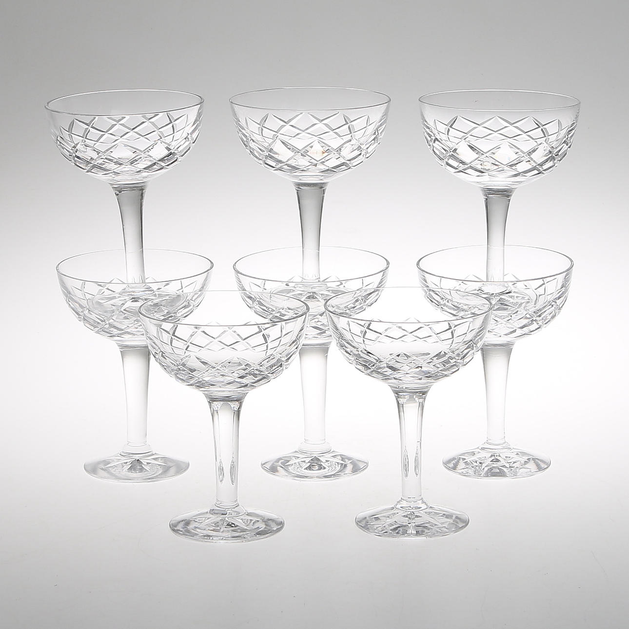 CHAMPAGNESKÅLAR, 8 st, kristall, modell "Bror", Kosta Glasbruk, 1900-tal.