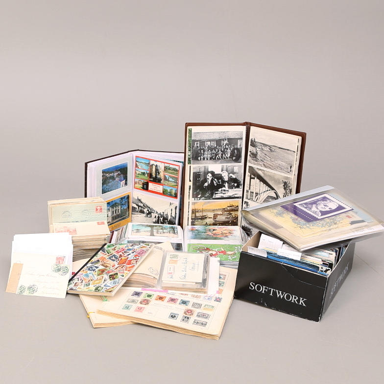 FRIMÄRKEN, ett parti; vykort, brevkort, post- /fyrmaterial.