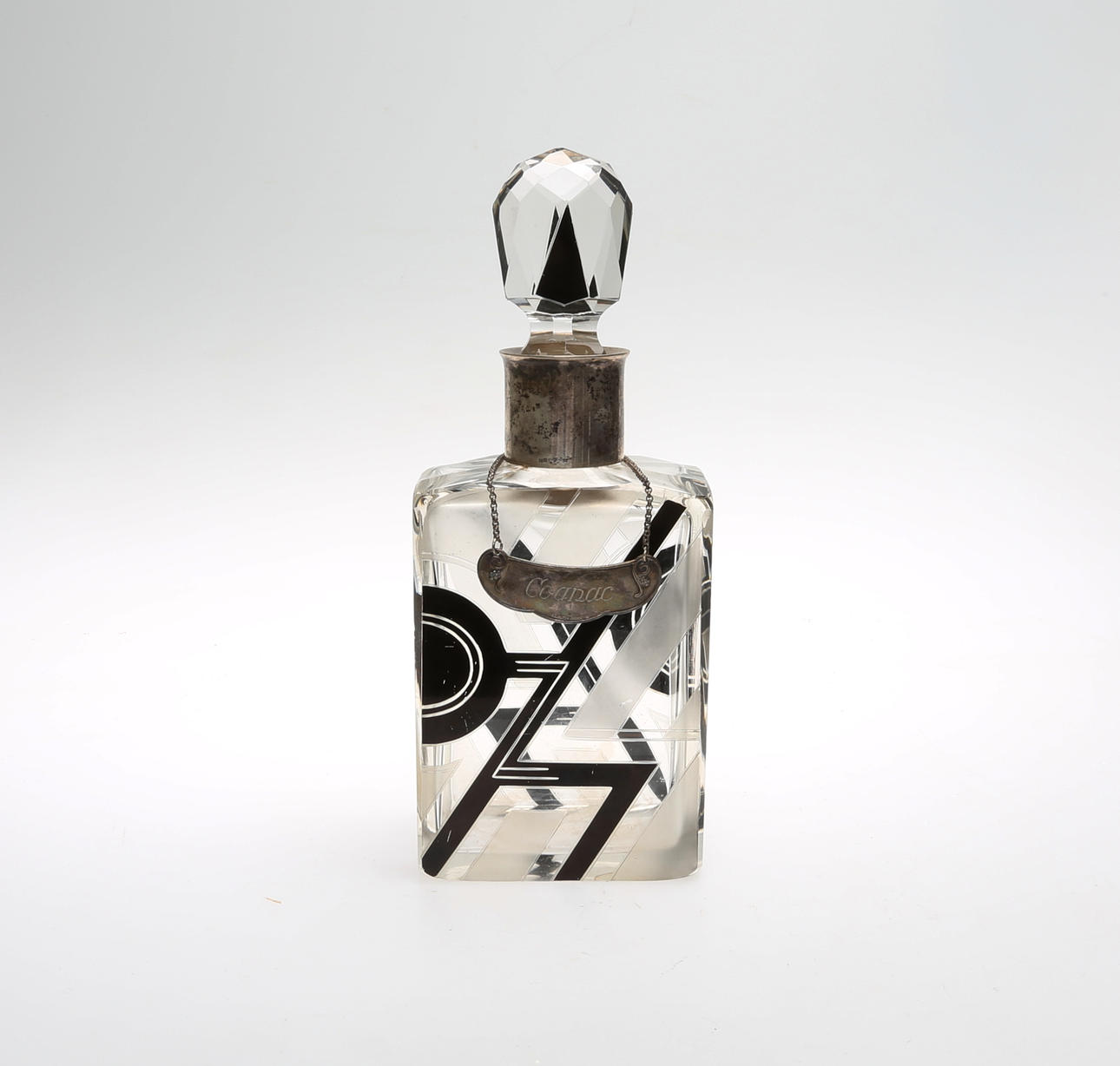 KARAFF, glas och silver, Art Deco, möjligen Karl Palda, 1920/30-tal.