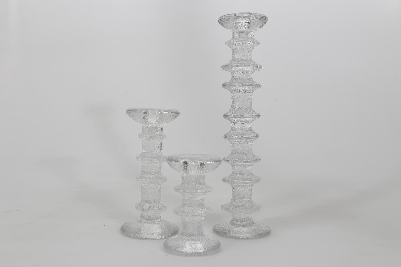 LJUSSTAKAR, glas, 3 stycken, "Festivo", design Timo Sarpaneva, Iittala.