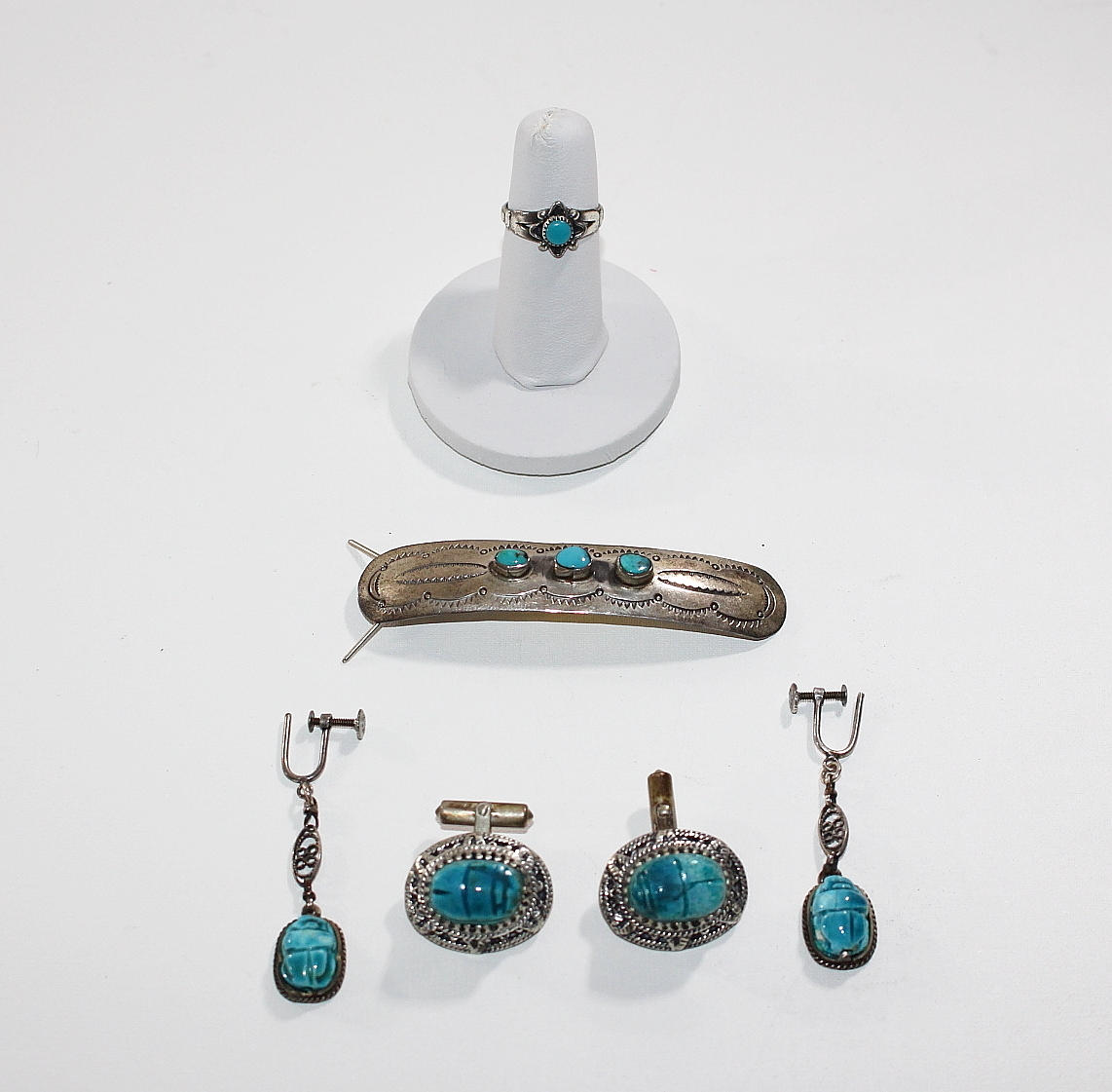 SMYCKEN, 6 delar, sterling silver och turkoser.