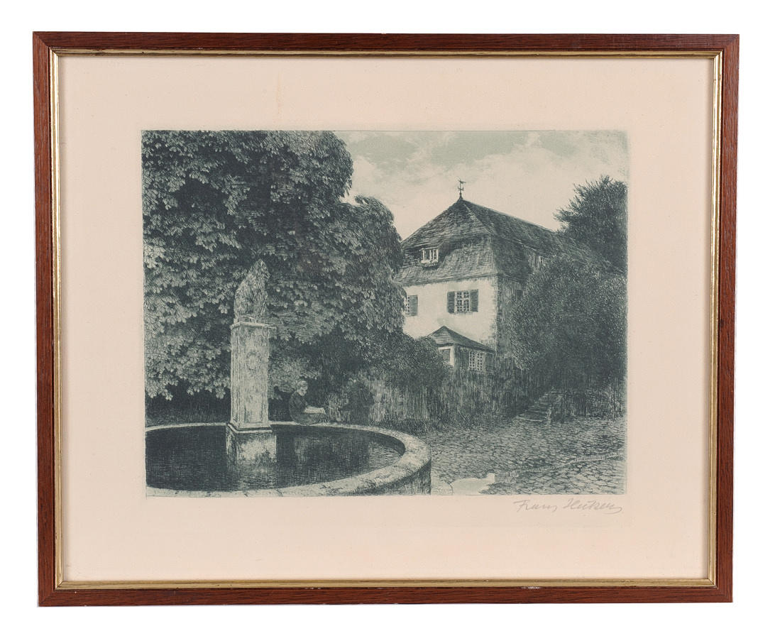 FRANZ HECKER. ”Vid brunnen.” Signerad etsning.