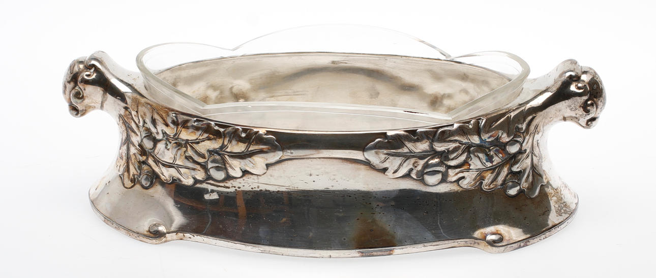 JARDINÄR, nysilver och glas, jugend, M&TB, Danmark, 1900-talets första fjärdedel.