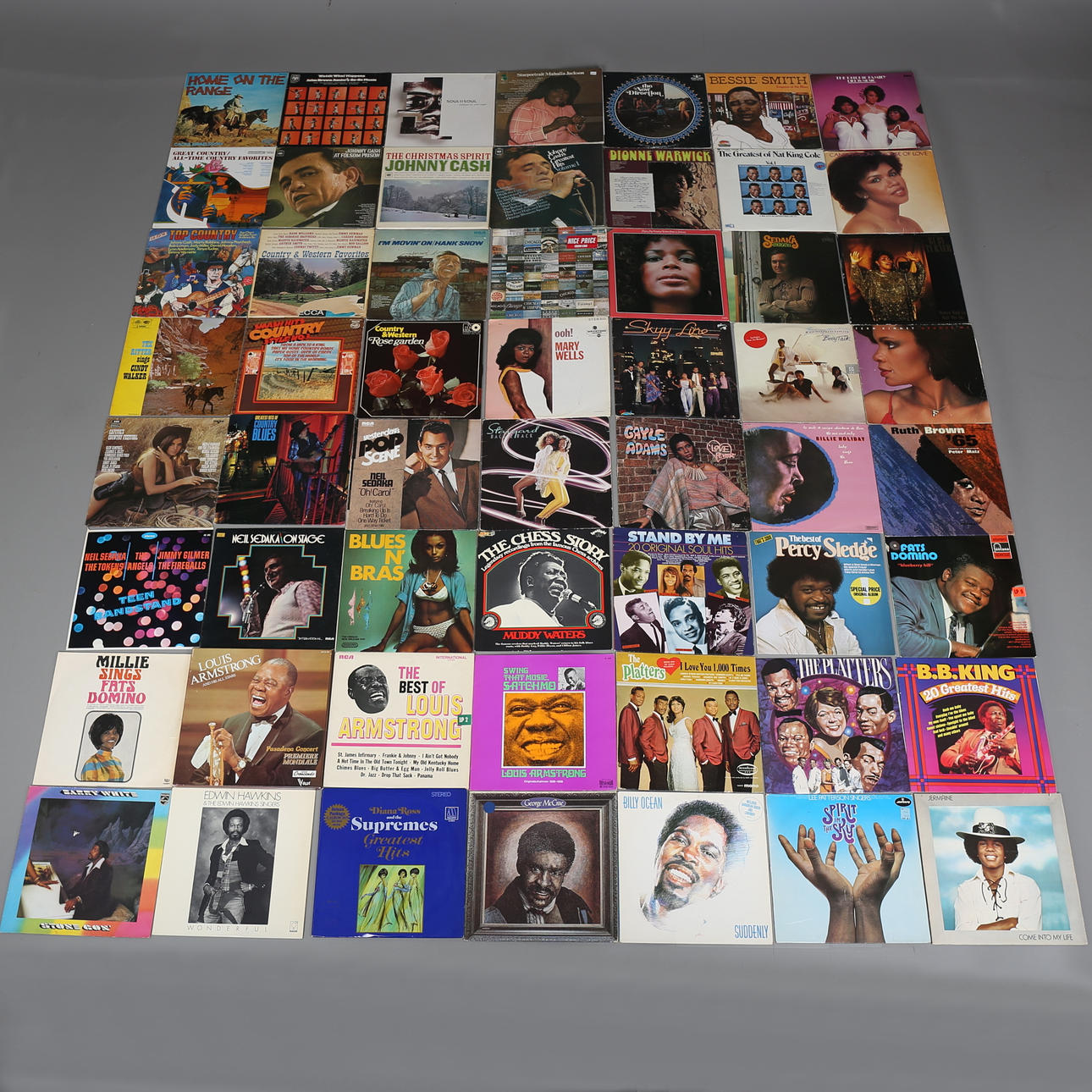 PARTI LP-SKIVOR, 54 st, country & western, jazz, blues, m.m.