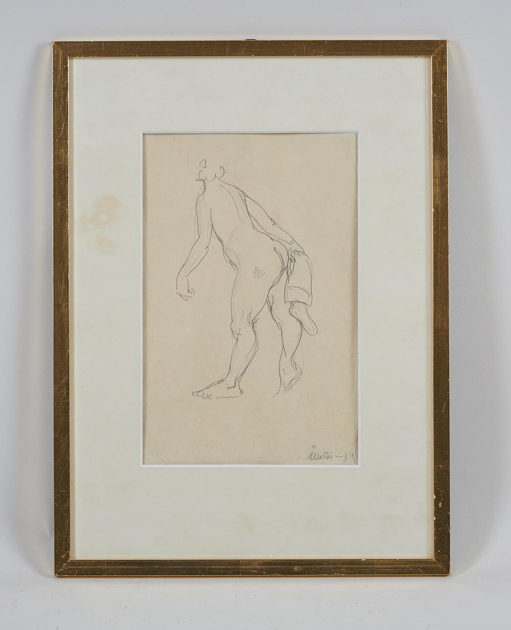 ÅKE MATTAS. Sketch, signed and dated -39, drawing.