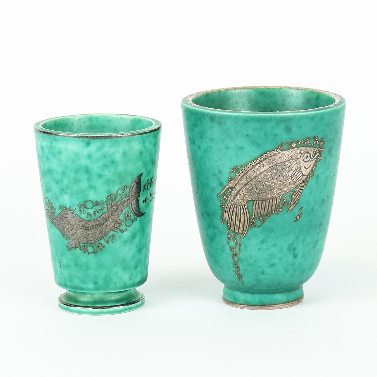 WILHELM KÅGE. VASES 2 pcs Argenta, Gustavsberg, model no. 973 and 2005.