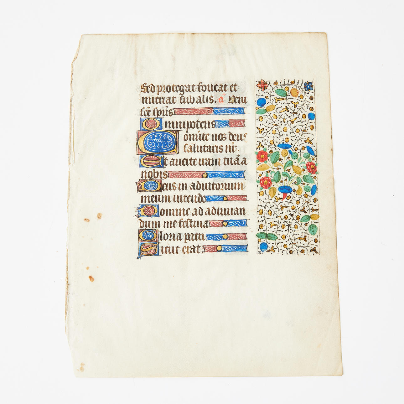 LEAF FROM MEDIEVAL MANUSCRIPT, probably late 15th century.