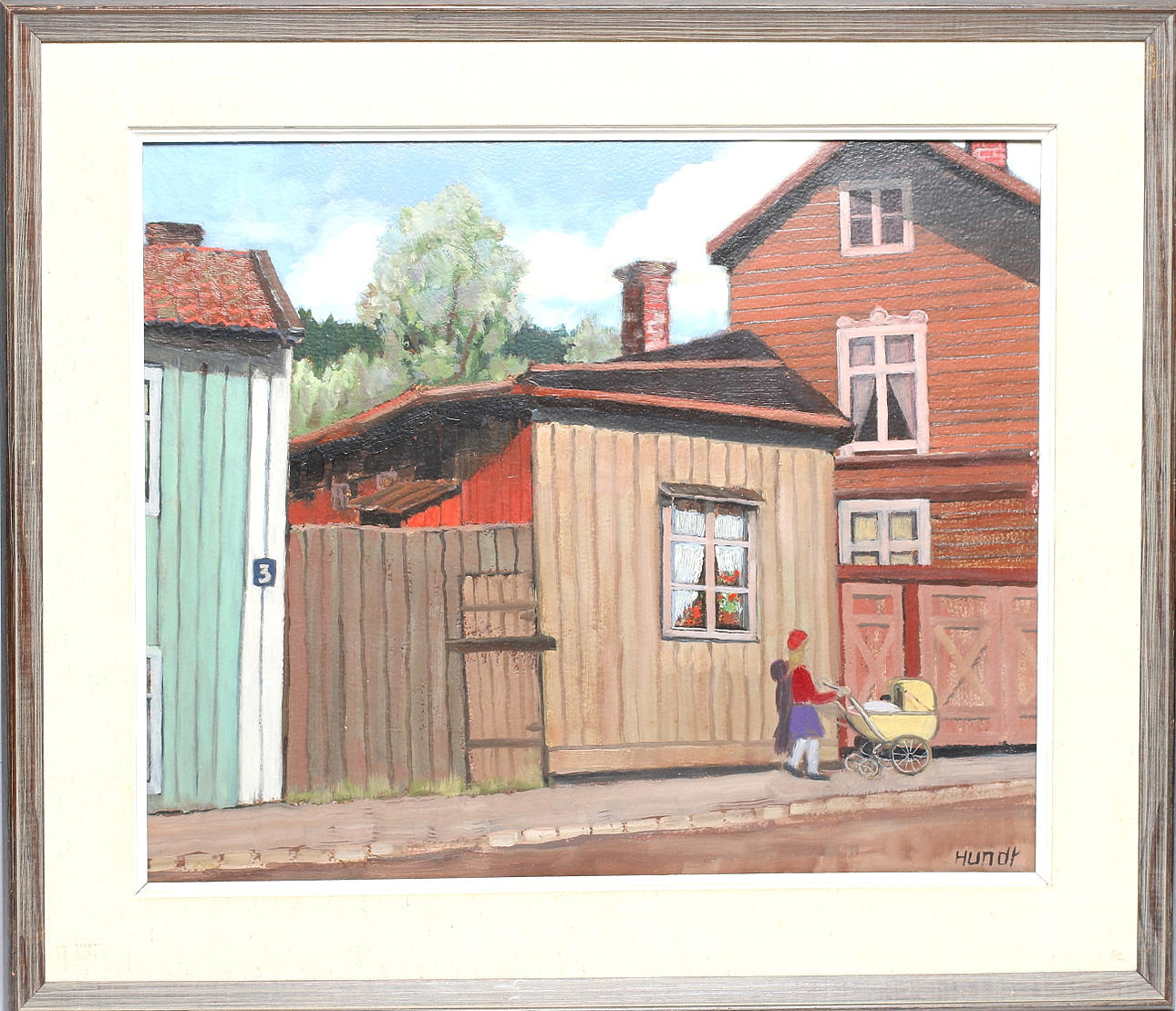 FRIEDRICH WILHELM HUNDT. "Norrmalm, Sundsvall", olja på pannå, signerad.