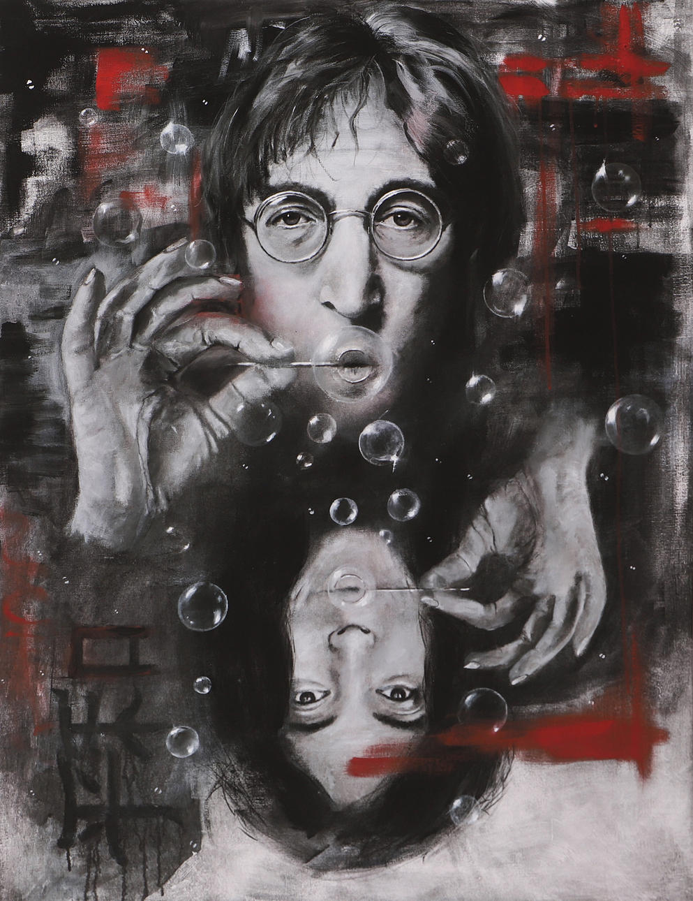 HANS EKBLADH. "Peacebubbels", color lithograph, signed.