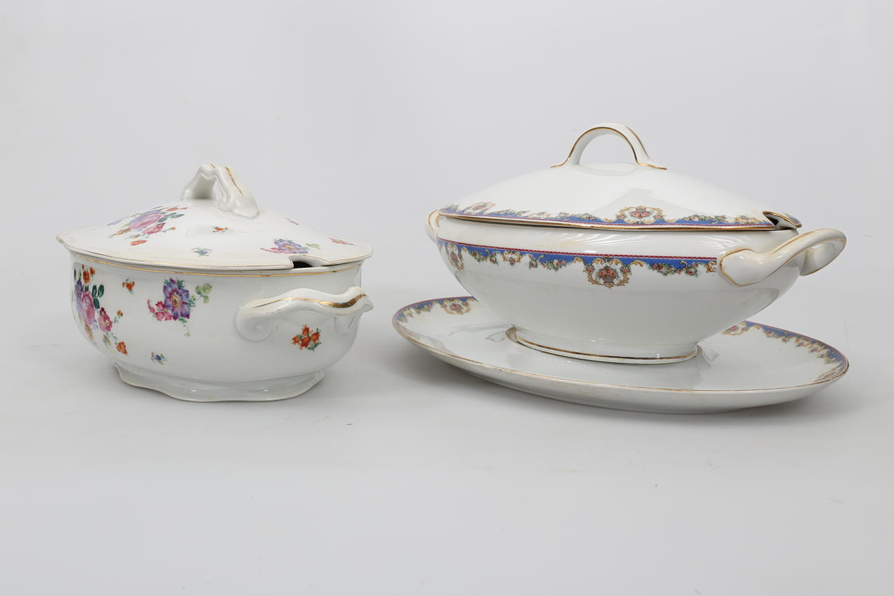 SOPPTERRINER, porslin, 2 stycken, bland annat Pirkenhammer.