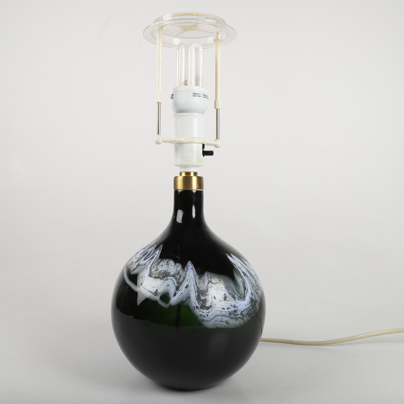 TABLE LAMP, "Asymmetrical", glass, Michael Bang, Holmegaard, Denmark.