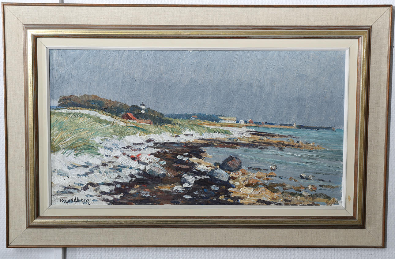 KARL LUNDBORG. Olja på duk, "Motiv från Smygehuk", signerad K Lundborg.