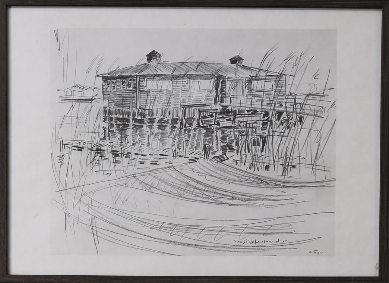 BENGT SILFVERSTRAND. Klapphuset Kalmar, litografi, signerad samt daterad -77.