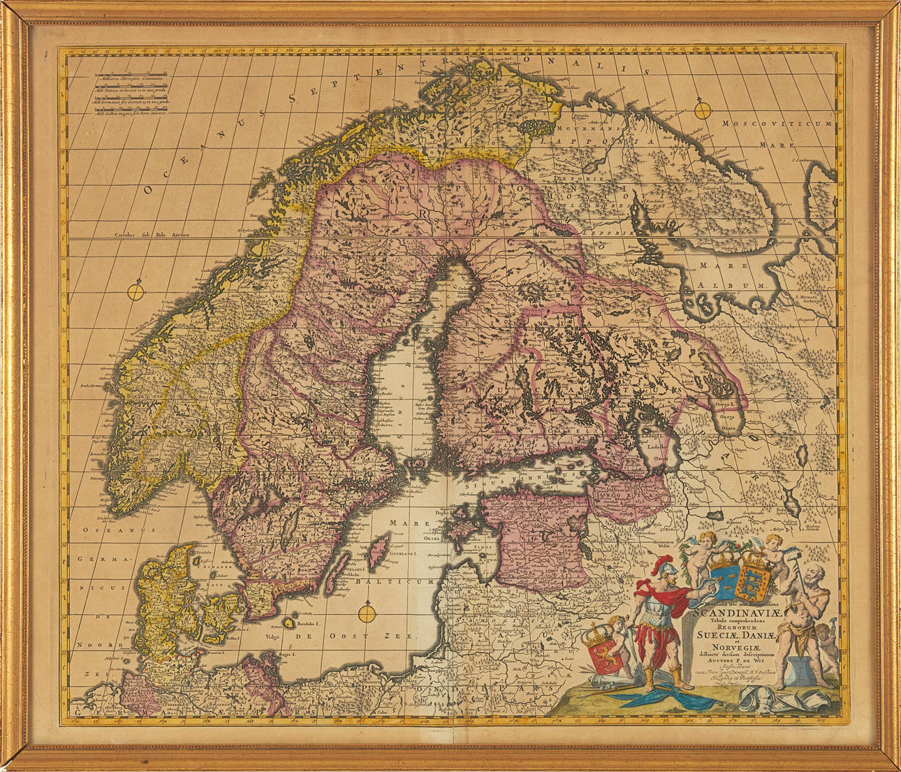 KARTA SKANDINAVIEN, DE WIT, ca 1690.