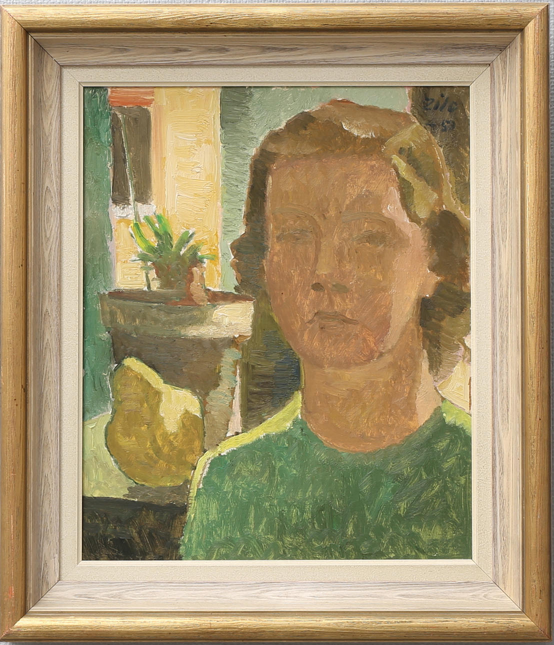 GUNNAR ZILO. Kvinnoporträtt. Olja på pannå, signerad.