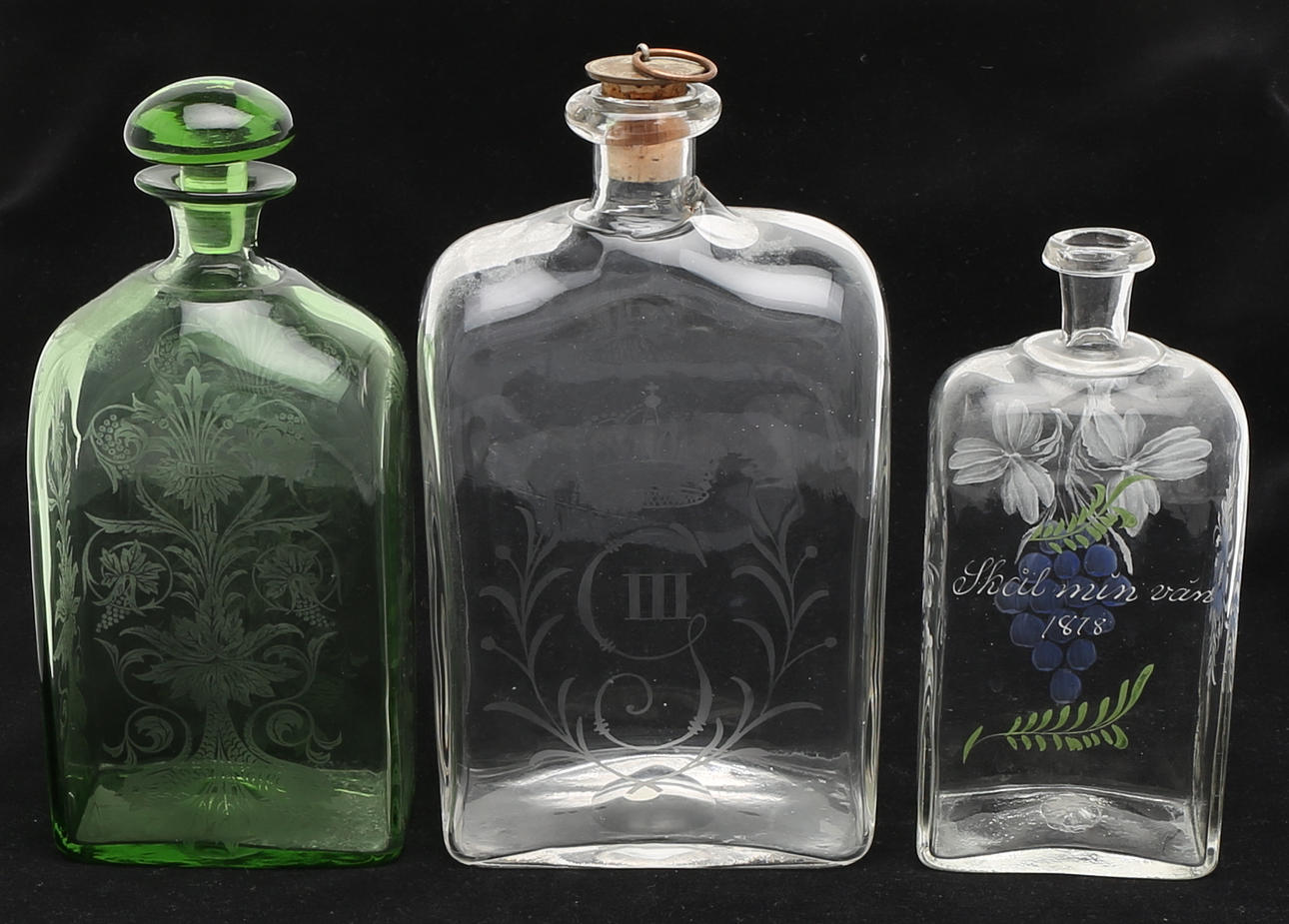 BRÄNNVINSFLASKOR, 3 st.