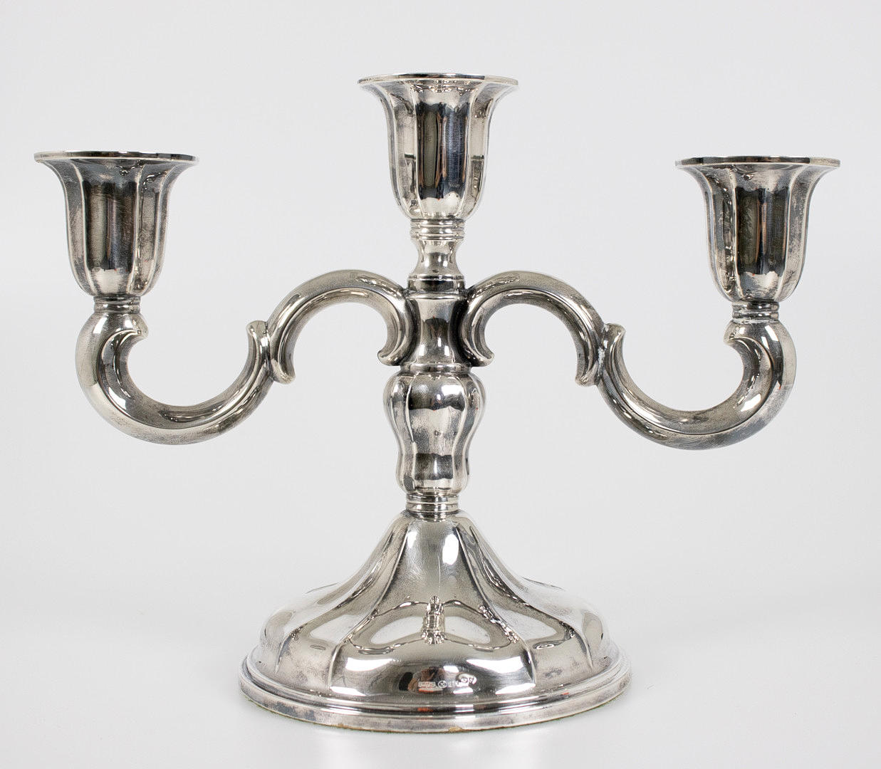 KERZENHALTER, 3-armig, Silber, Norwegen.