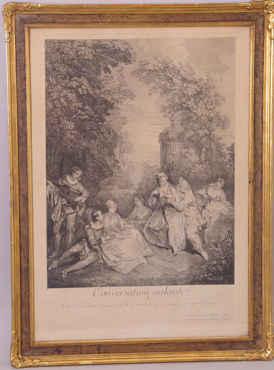 KOPPARSTICK, Jacques Philippe Le Bas efter Nicolas Lancret, 1743.