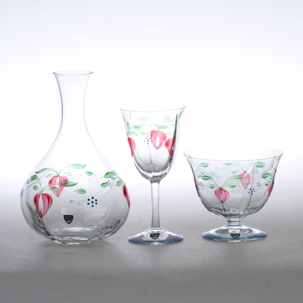 GLASSERVISDELAR, 9 st, "Maja", Eva Englund, Orrefors.