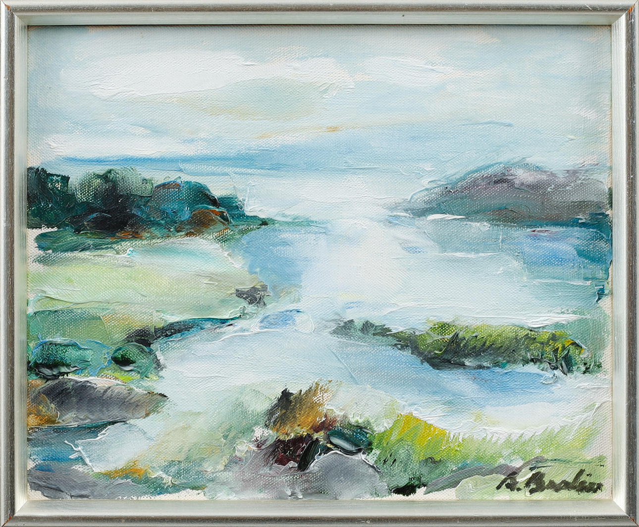 BERTIL BROLIN. Sjölandskap, olja på duk, signerad.