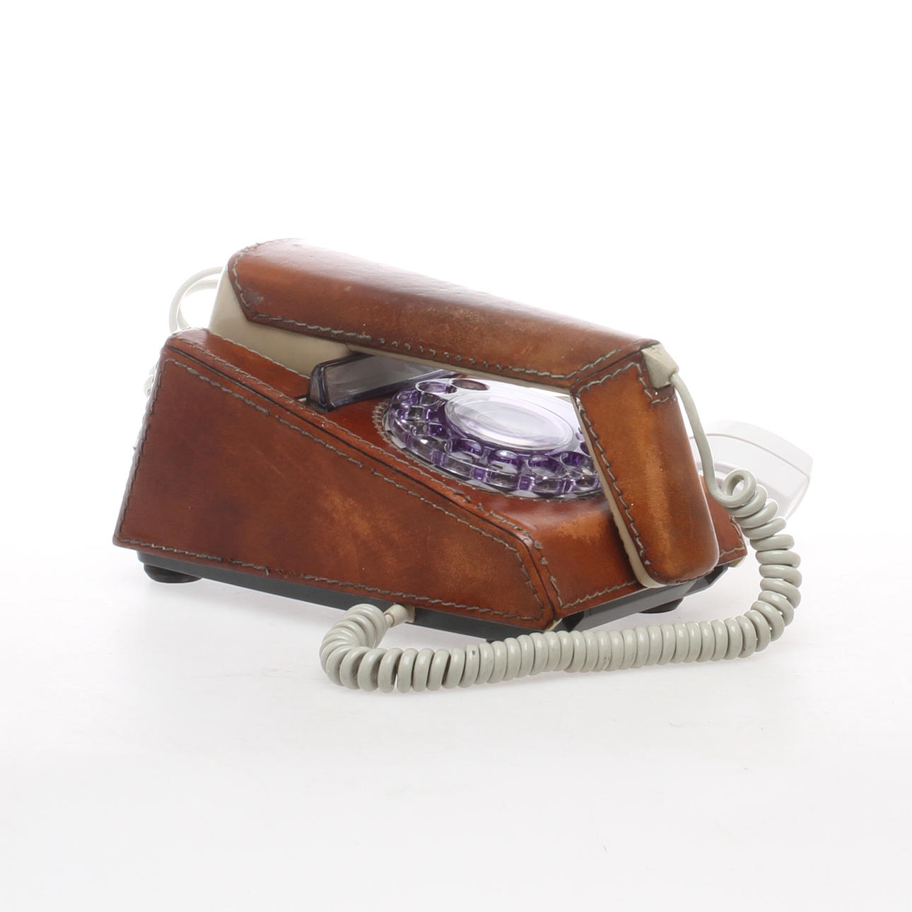 BORDSTELEFON, Trimphone, läderklädd, design Martyn Rowlands.
