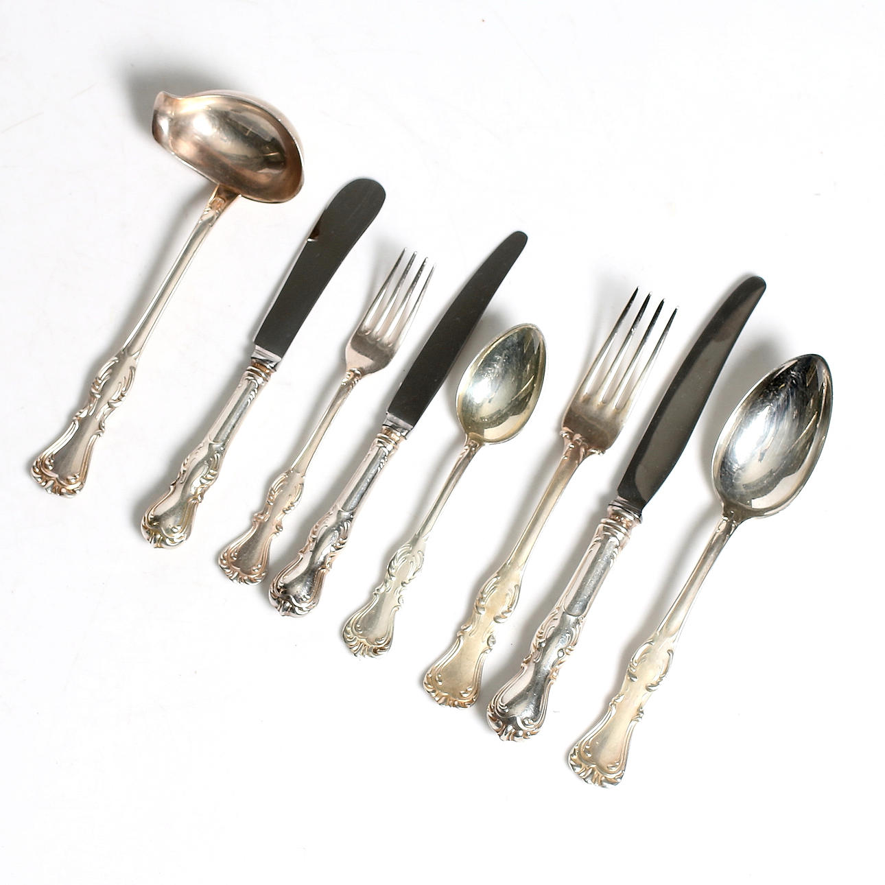 BESTICKSERVIS, 79-delar, 830 silver, modell "Prins Albert", Guldsmedsaktiebolaget GAB. 1900-tal. Nettovikt ca 2900 gram.