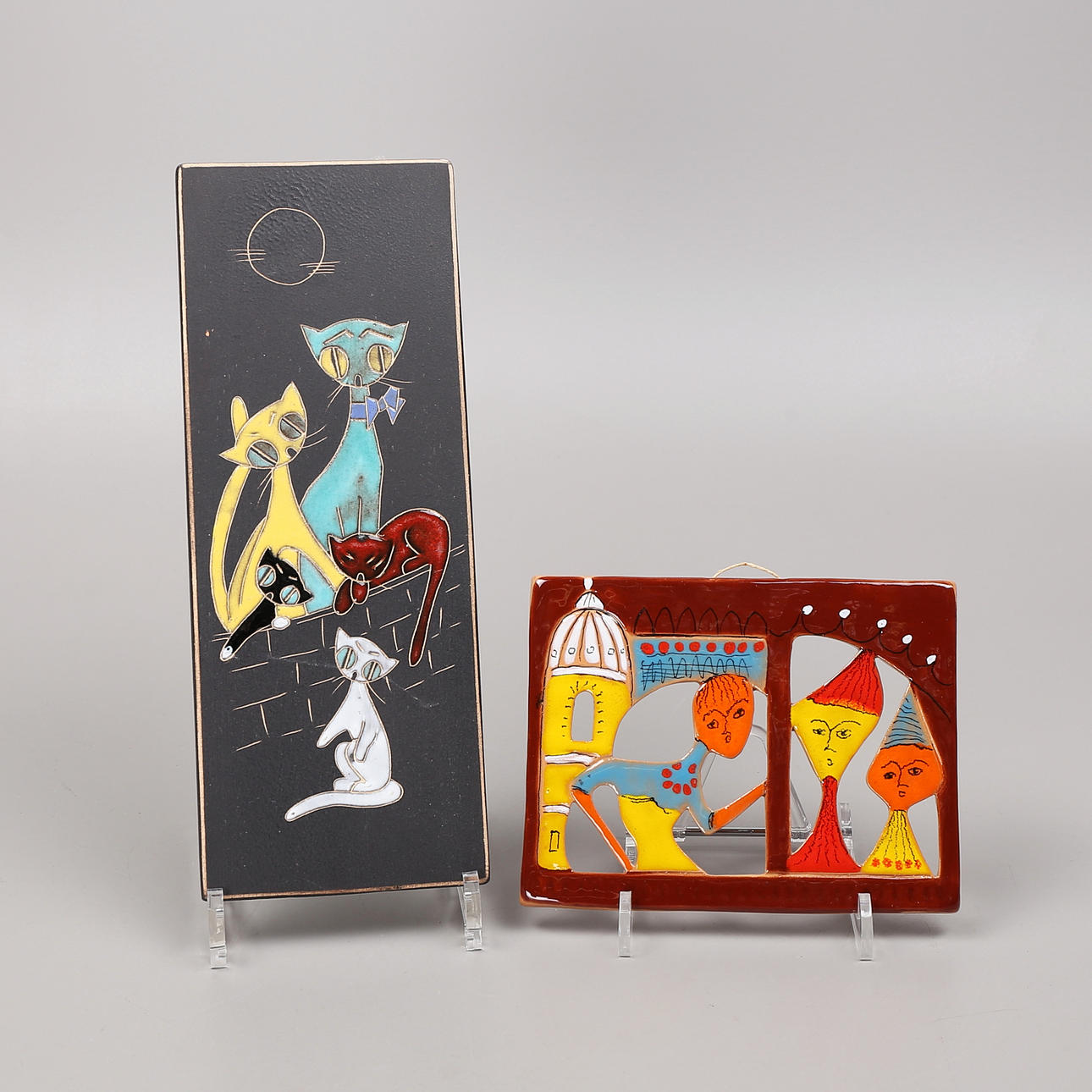 VÆGPLATTER, 2 stk, keramik, 1960'erne.