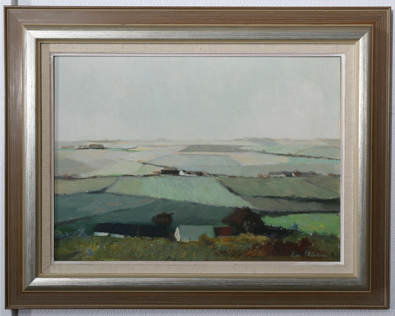 EVERT FÄRHM. Olja på pannå, Skånska slätten, signerad Ev Färhm.