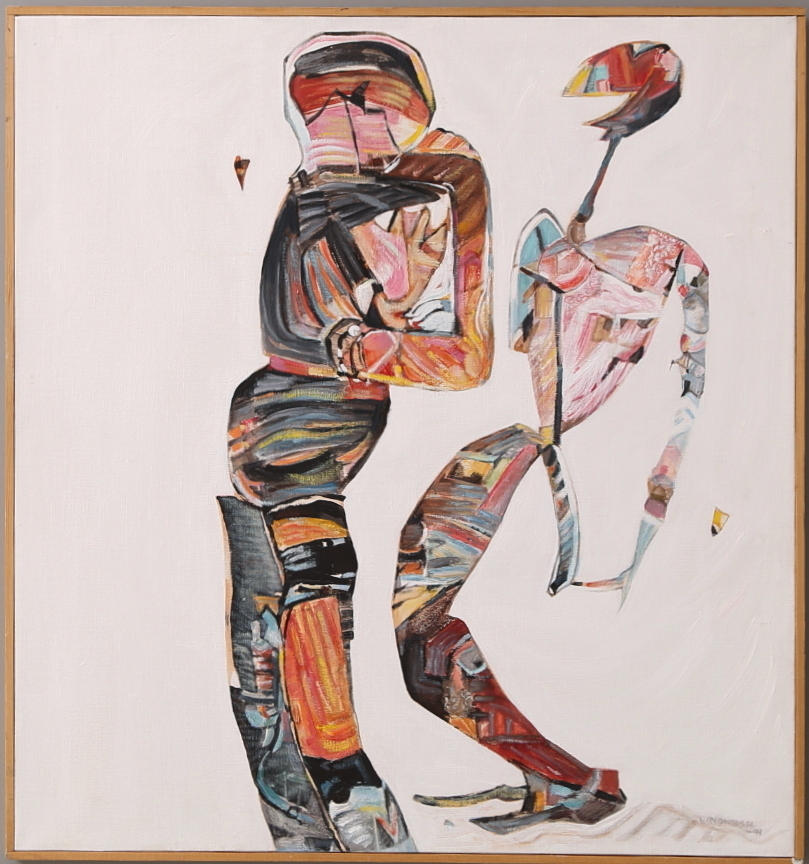 WANJA "NONES" HÅKANSSON. Olja på duk, "Skryt" ("Säregen rörelse"), signerad, daterad -99.