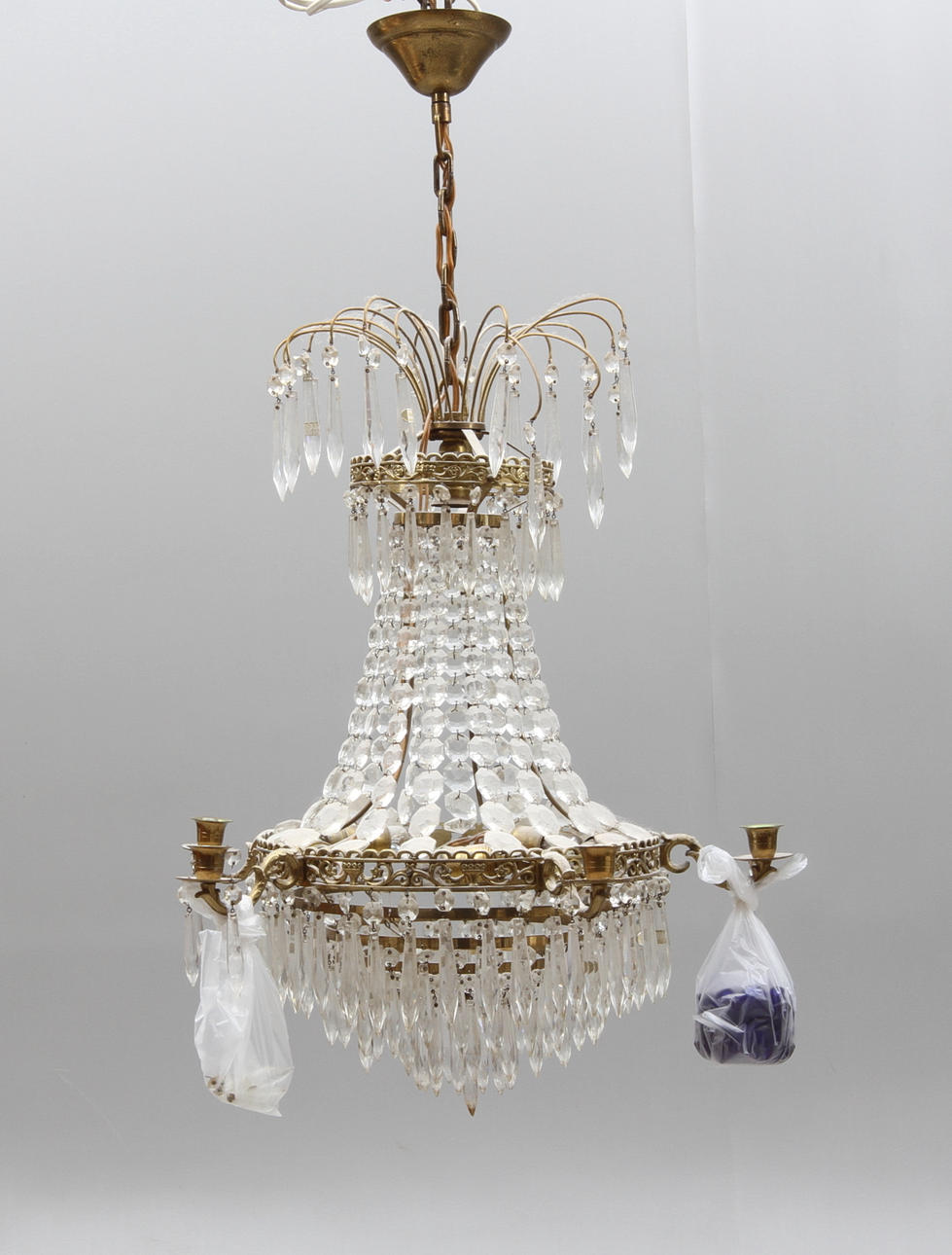 LJUSKRONA, 5 st ljusramar, empirestil, 1900-tal.