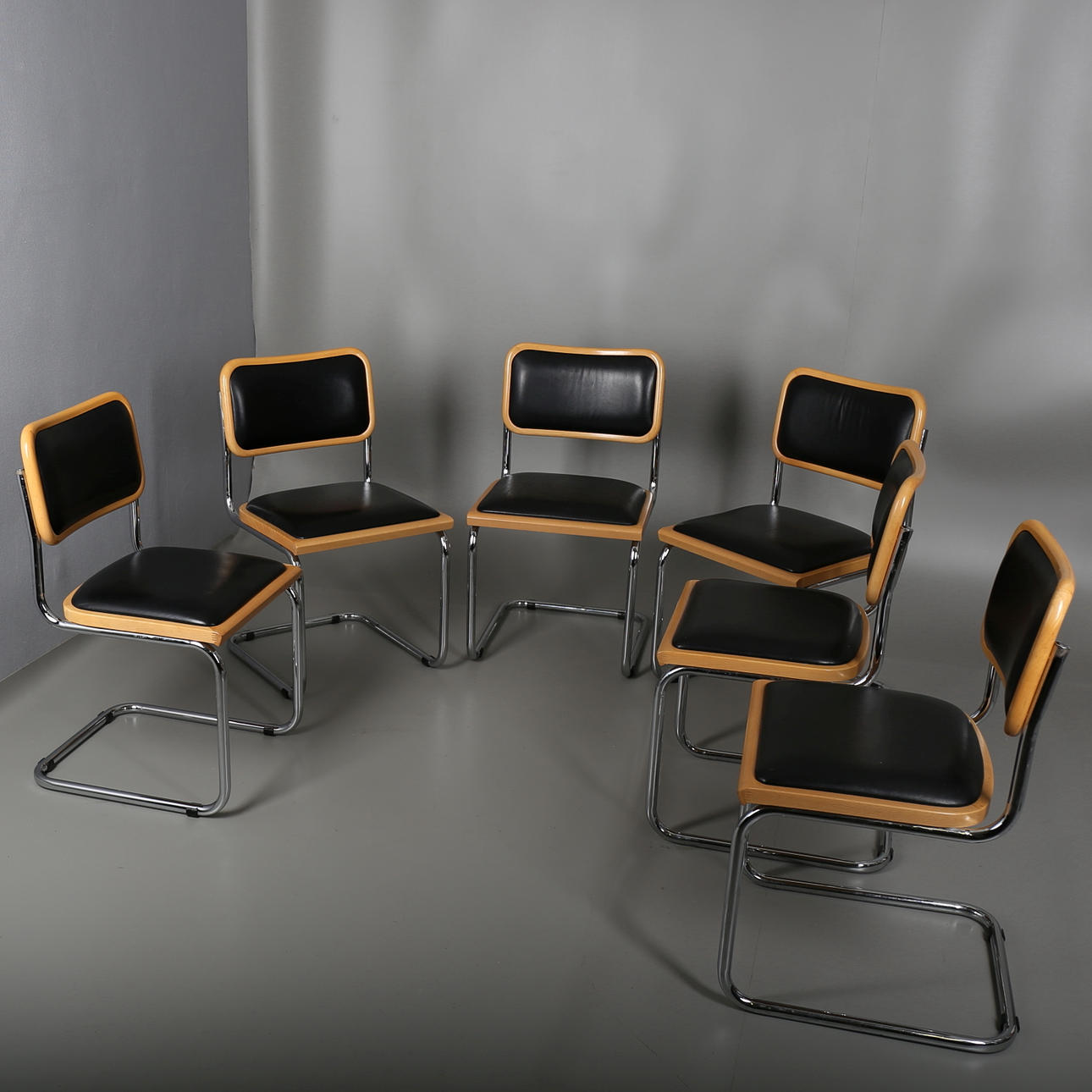 STOLAR i stålrör och konstskinn, 6 st, 1900-tal.